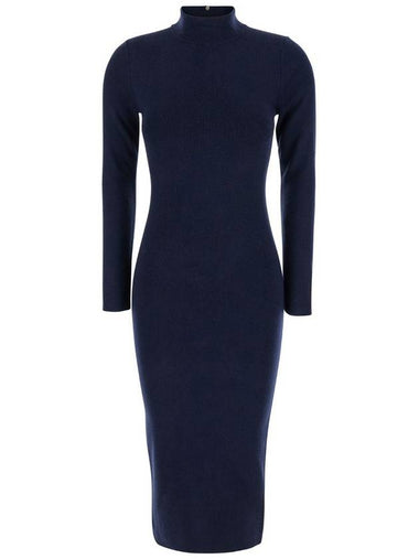 Blue High Neck Dress With Long Sleeves In Wool Woman - MICHAEL KORS - BALAAN 1