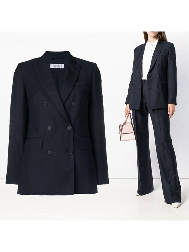 Double Breasted Blazer Jacket Navy - MAX MARA - BALAAN 1