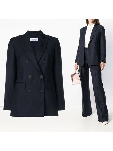 Double Breasted Blazer Jacket Navy - MAX MARA - BALAAN 1