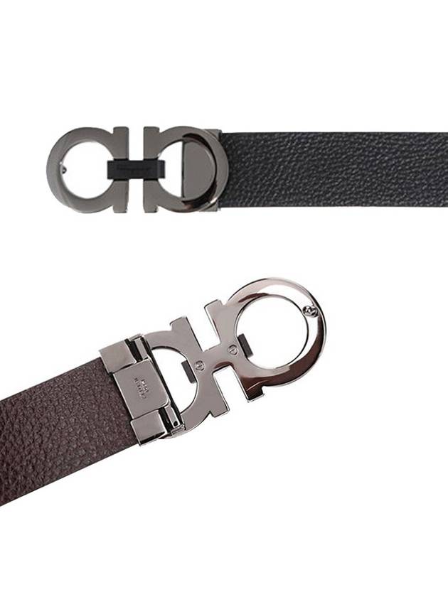 Reversible Gancini Belt Black Hickory - SALVATORE FERRAGAMO - BALAAN 3