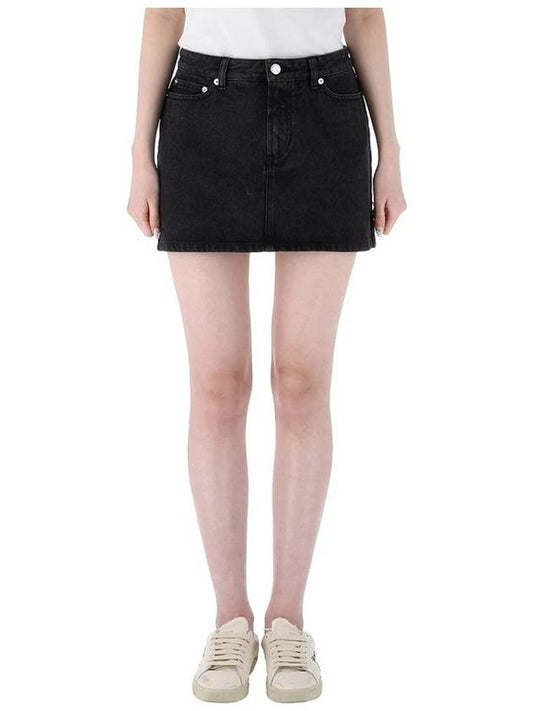 Stone Washed Denim Mini A-Line Skirt Black - A.P.C. - BALAAN 2