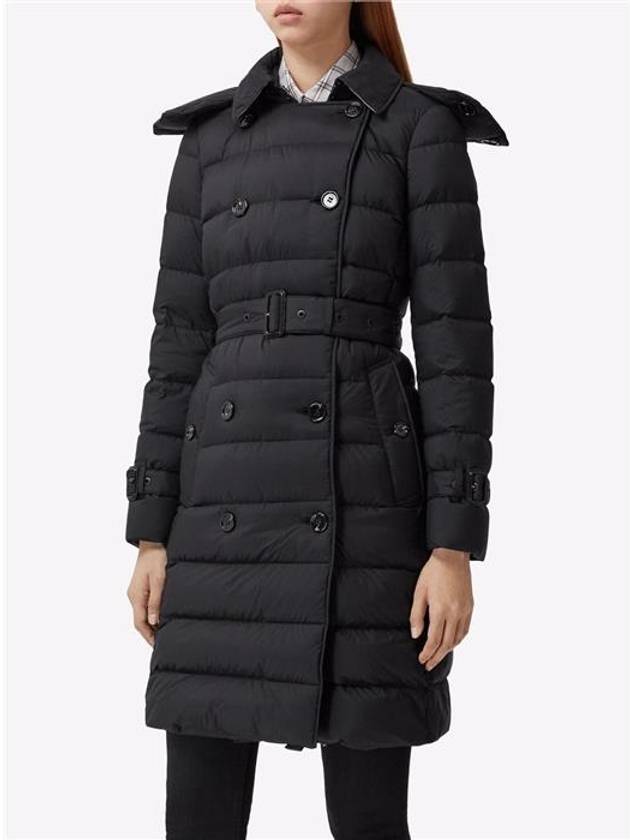 Women's Double Breasted Hooded Padded Black - BURBERRY - BALAAN 4