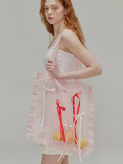 Organza Ribbon Detail Shirring Bag Pink - OPENING SUNSHINE - BALAAN 2