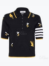 Men's Bird Bee Half Drop 4 Bar Merino Cotton Short Sleeve Polo Shirt Navy - THOM BROWNE - BALAAN 2