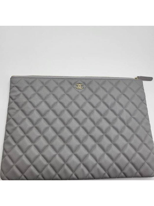Classic Clutch Caviar Large Gray Champagne Gold A82552 - CHANEL - BALAAN 1