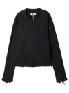 Distressed Crew Neck Ribbed Knit Top Black - MAISON MARGIELA - BALAAN 2