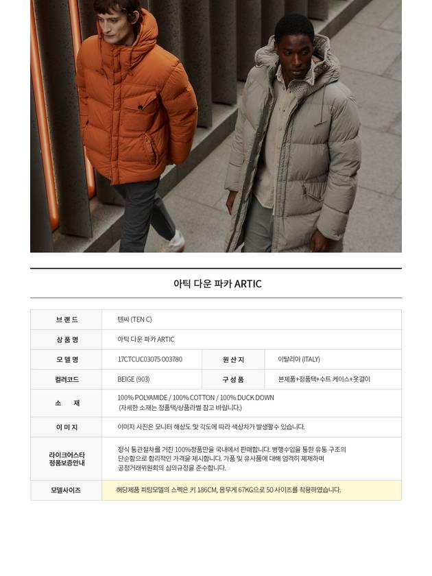 Arctic Down Parka Beige - TEN C - BALAAN 3