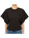 Logo Print Crew Neck Cotton Short Sleeve T-Shirt Black - ALAIA - BALAAN 4