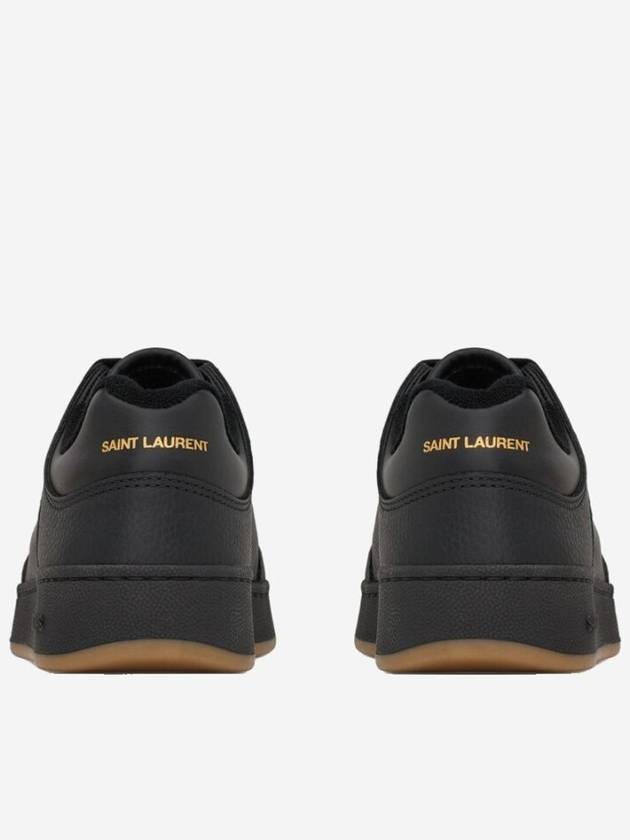 SL 61 Logo Signature Leather Low Top Sneakers Black - SAINT LAURENT - BALAAN 5