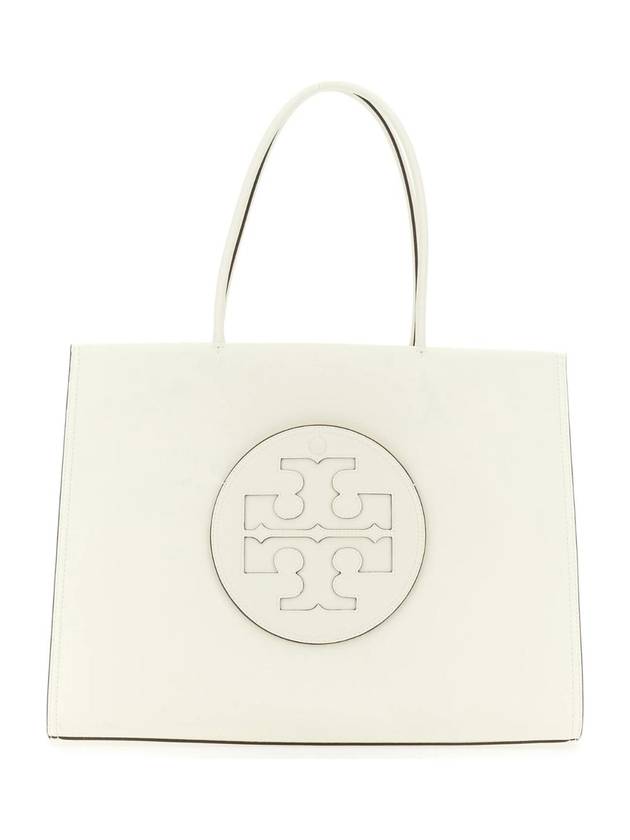 Women's Ella Logo Leather Tote Bag White - TORY BURCH - BALAAN 1