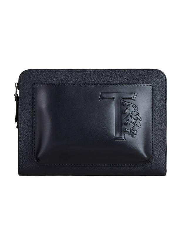 T Monogram Clutch Bag Black - TOD'S - BALAAN 1