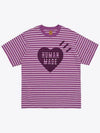 Striped Heart Short Sleeve T Shirt Purple HM27CS041 - HUMAN MADE - BALAAN 2