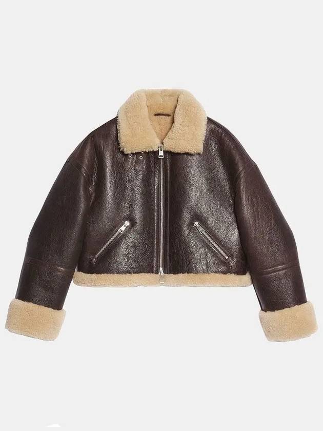 Fur Leather Jacket Brown - AMI - BALAAN 4