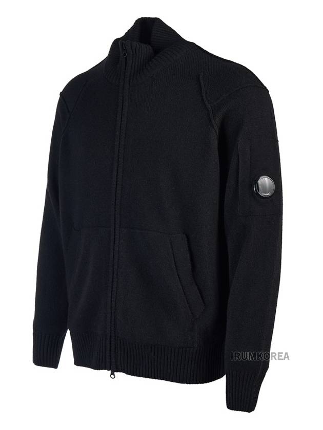 Lambswool GRS Zipped Cardigan Black - CP COMPANY - BALAAN 3