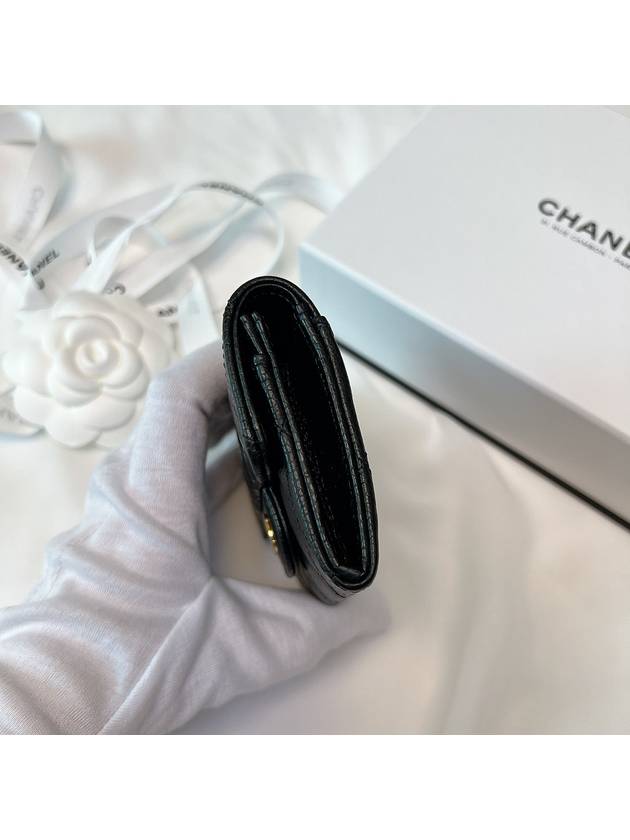 Classic Grained Calfskin Card Wallet Black - CHANEL - BALAAN 6