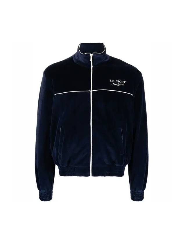 Velour Cotton Track Jacket Navy - SPORTY & RICH - BALAAN 1