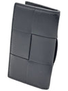 Intrecciato Cassette Leather Flap Card Wallet Black - BOTTEGA VENETA - BALAAN 4