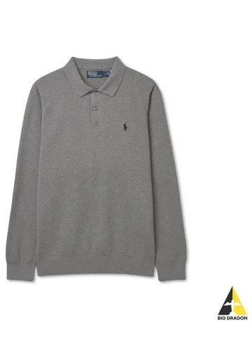 long sleeve pique shirt gray - POLO RALPH LAUREN - BALAAN 1