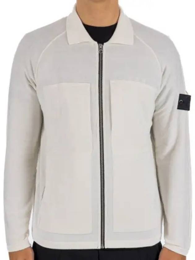 Men's Patch Pocket Zip-Up Cardigan Off White - STONE ISLAND - BALAAN 2