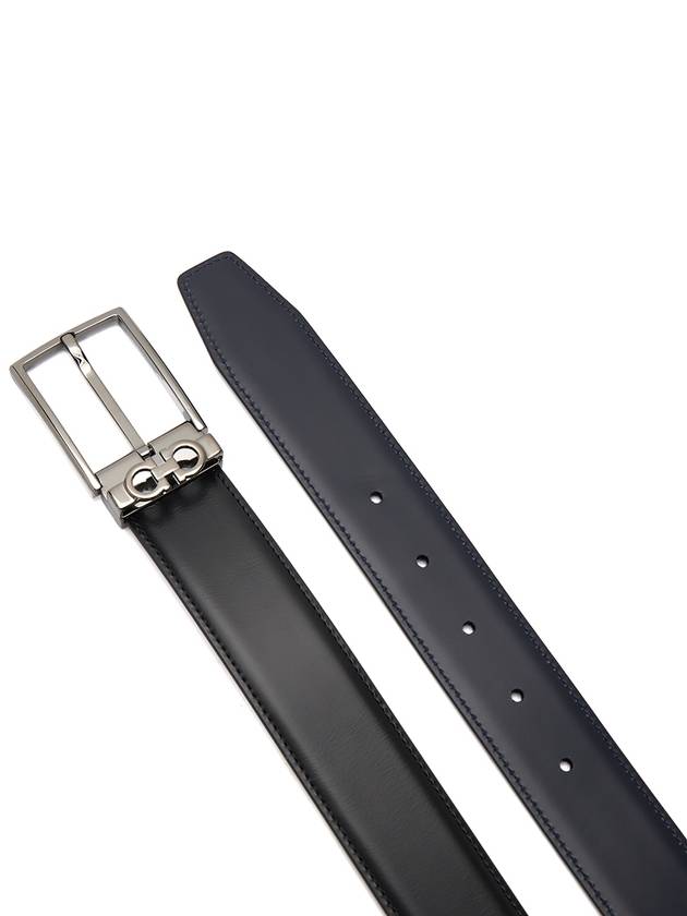 Gancini Reversible Adjustable Leather Belt Navy Black - SALVATORE FERRAGAMO - BALAAN 5