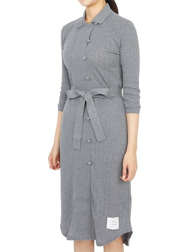 Women's Belted Shirt Midi Dress Grey - THOM BROWNE - BALAAN 8