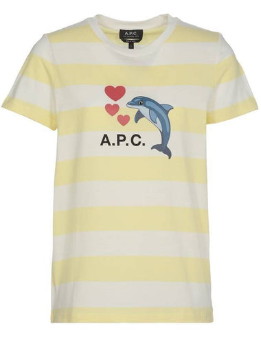 Chloe Dolphin Logo Striped Short Sleeve T-Shirt Yellow - A.P.C. - BALAAN 1