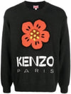 Boke Flower Wool Jumper Knit Top Black - KENZO - BALAAN 2