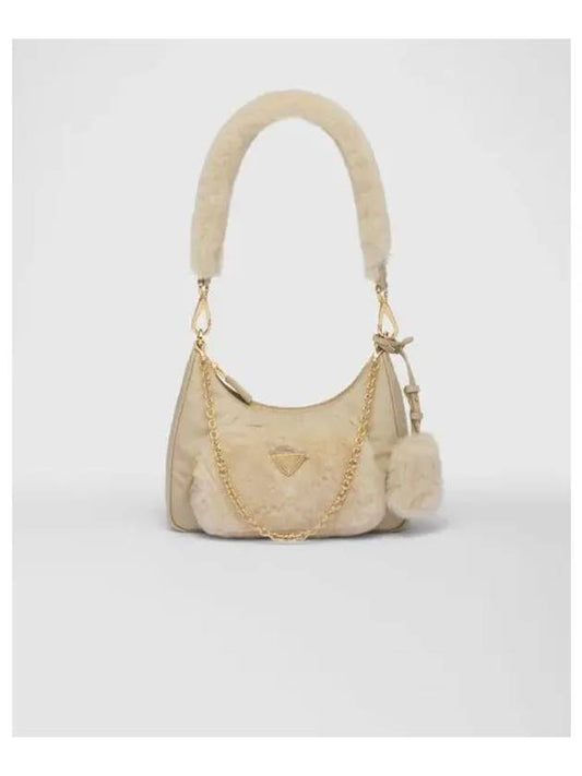 Shearling Mini Shoulder Bag Desert Beige - PRADA - BALAAN 2