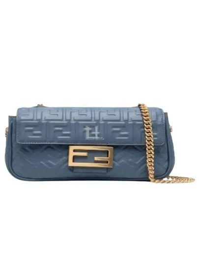 Baguette Medium Nappa Leather Chain Shoulder Bag Blue - FENDI - BALAAN 2