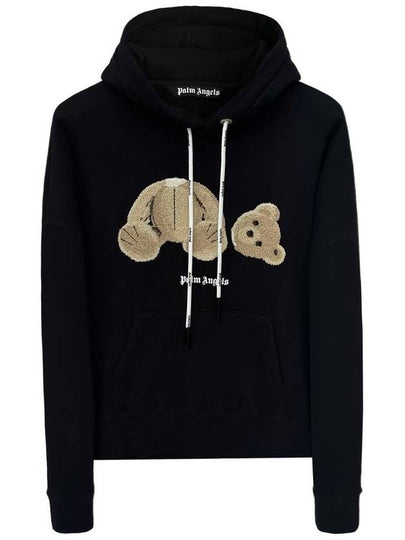 Men's Bear Logo Cotton Hoodie Black - PALM ANGELS - BALAAN 2