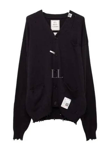 24 J12CD511 Black Distressed Cotton Cardigan - MIHARA YASUHIRO - BALAAN 1