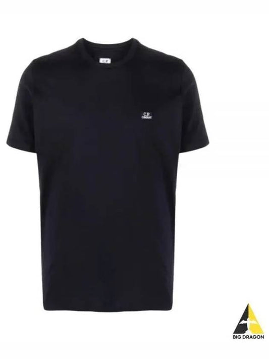 Logo Patch Crew Neck Cotton Short Sleeve T-Shirt Black - CP COMPANY - BALAAN 2