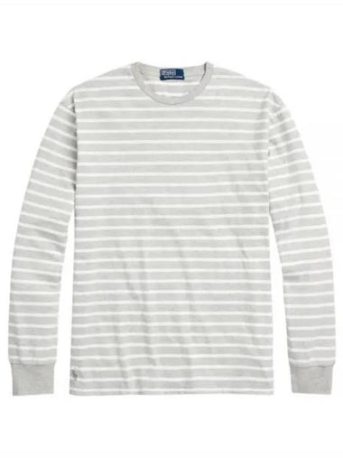 Striped Print Long Sleeve T-Shirt White Grey - POLO RALPH LAUREN - BALAAN 1