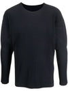 Pleated Long Sleeve T-Shirt Navy - ISSEY MIYAKE - BALAAN 1