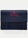 Logo Wool Fringe Muffler Navy - VIVIENNE WESTWOOD - BALAAN 3