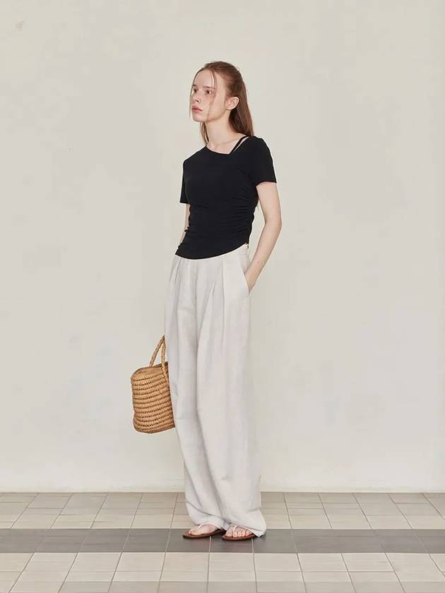 Linen Pintuck Wide Slacks Ivory - LESEIZIEME - BALAAN 4