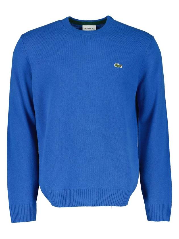 Basic Crew Neck Pullover Knit Top Blue - LACOSTE - BALAAN 1