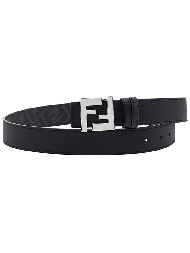 FF Buckle Pattern Reversible Leather Belt Black - FENDI - BALAAN 2