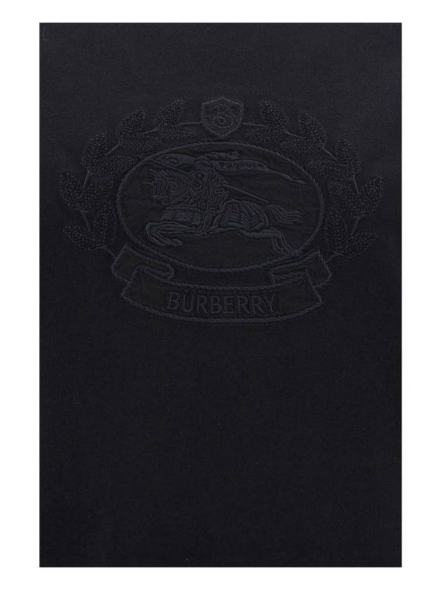 Embroidered Logo Cotton Short Sleeve T-Shirt Black - BURBERRY - BALAAN 4