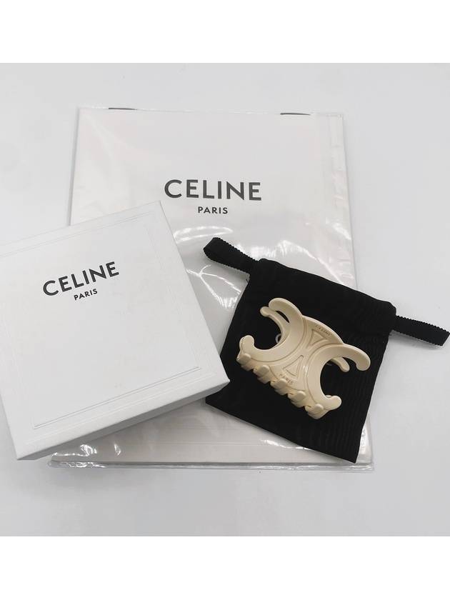 Triomphe Large Hair Claw in Acetate & Steel Ivory - CELINE - BALAAN 6