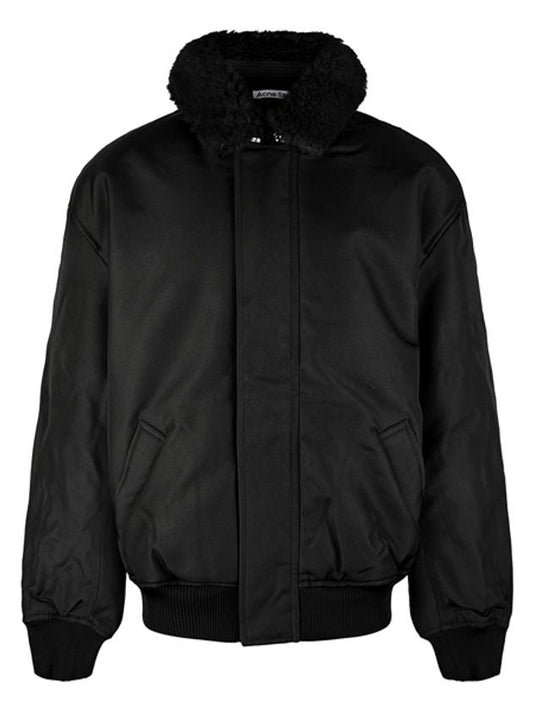 Shearling Collar Bomber Jacket Black - ACNE STUDIOS - BALAAN 2