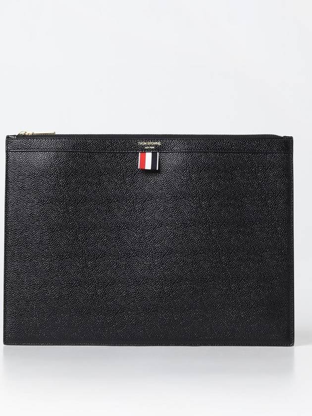 Medium Document Holder Clutch Bag Black - THOM BROWNE - BALAAN 2