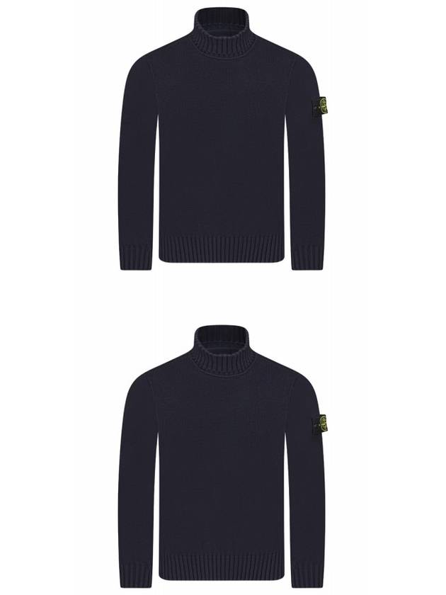 Wappen Patch Loose Fit Cotton Turtleneck Navy - STONE ISLAND - BALAAN 5