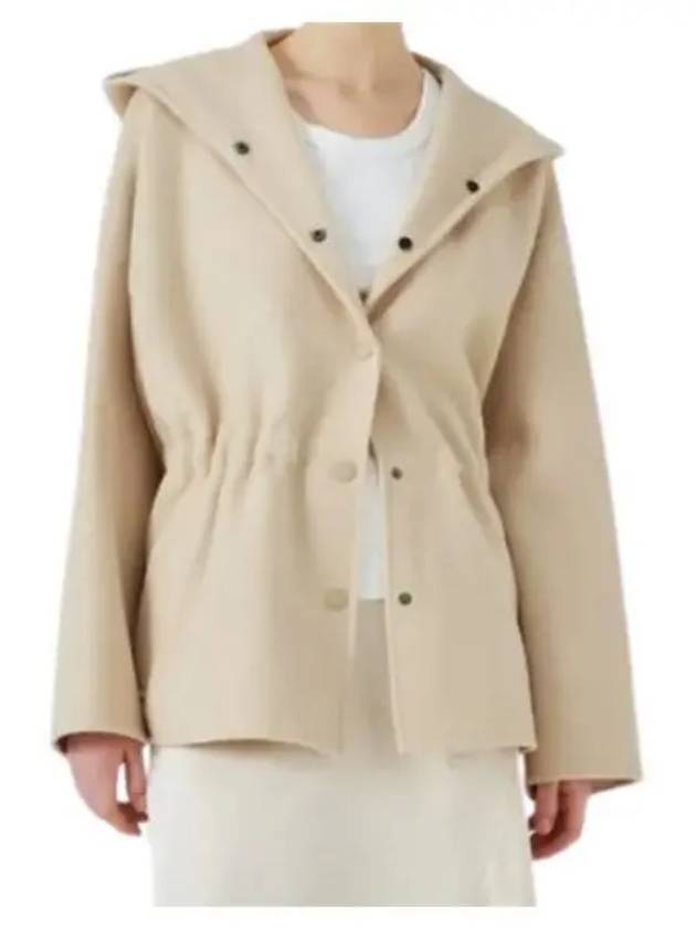 Gennaio Hooded Wool Single Coat Sand - MAX MARA - BALAAN 1