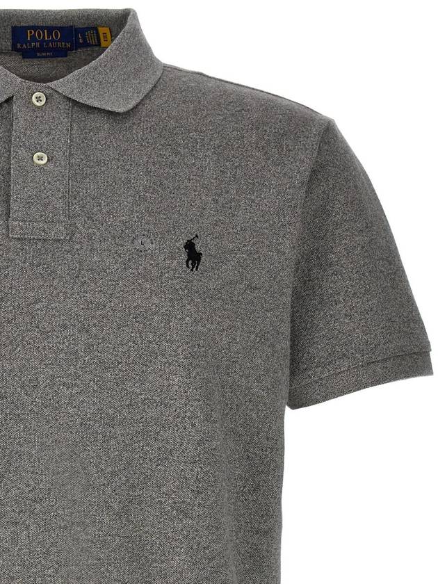 Logo Slim Fit Short Sleeve Polo Shirt Heather Grey - POLO RALPH LAUREN - BALAAN 4