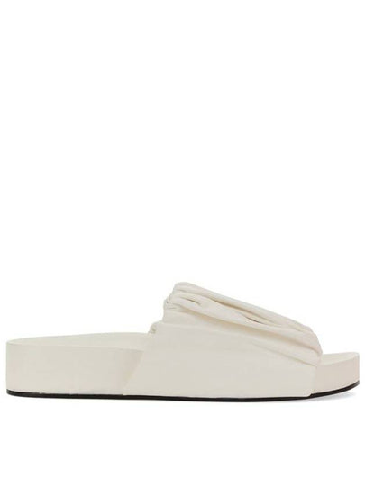 Pleated Padded Leather Slippers White - JIL SANDER - BALAAN 2