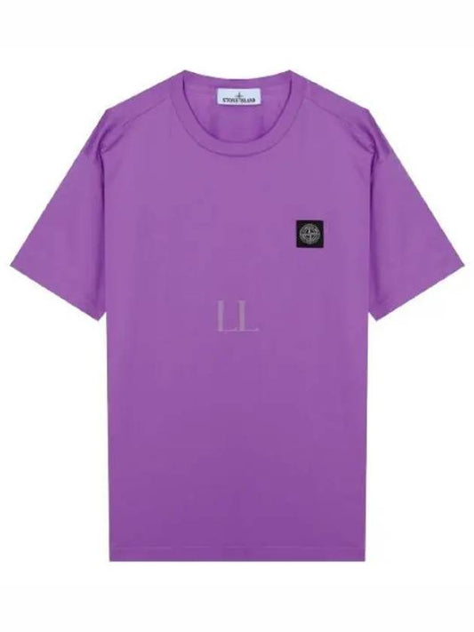 Logo Patch Cotton Short Sleeve T-Shirt Magenta - STONE ISLAND - BALAAN 2