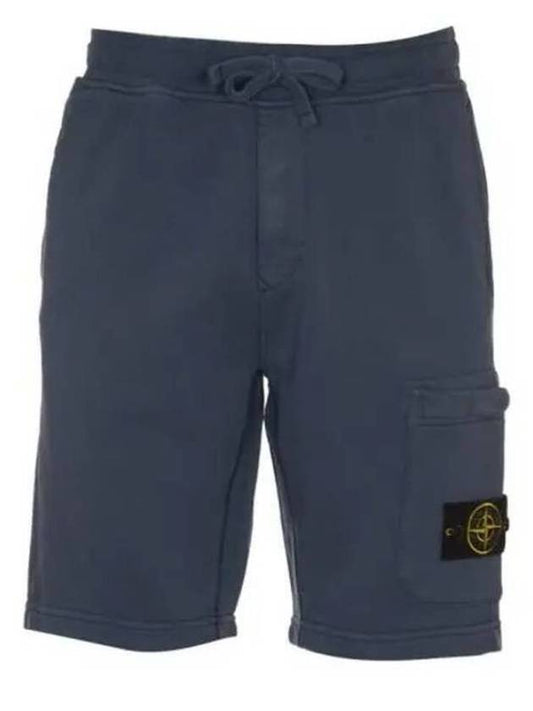 Cotton Fleece Cargo Bermuda Shorts Dark Blue - STONE ISLAND - BALAAN 2