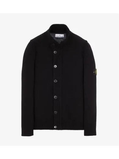 Men's Patch High Neck Lambswool Knit Cardigan Black - STONE ISLAND - BALAAN 2