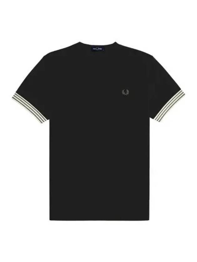 Fred Perry Freddy striped cuff short sleeve t shirt black - FRED PERRY - BALAAN 1